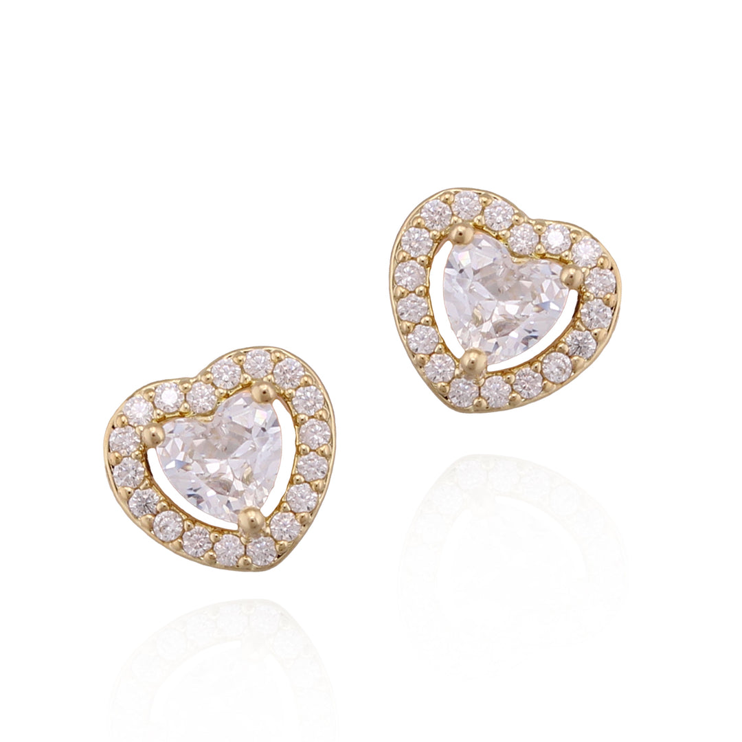 earring stud heart solitaire stone
