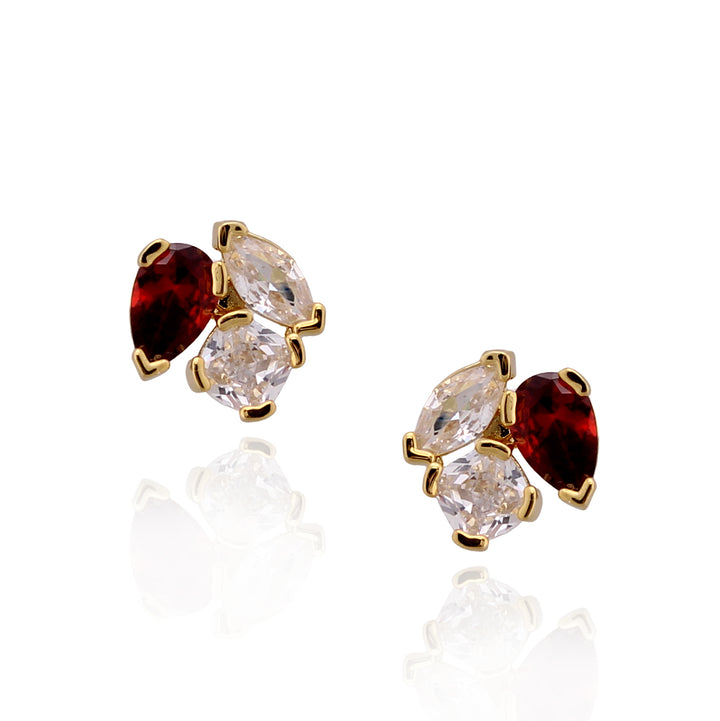 earring stud three stone cluster